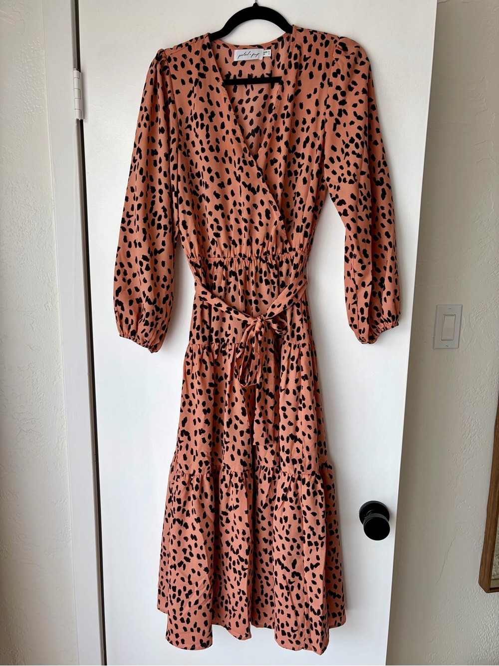 Petal & Pup Terra Cotta Leopard Wrap Midi Dress